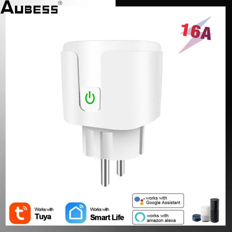 

ABUESS 16A/10A Tuya WiFi EU Smart Plug Adapter Wireless Remote Voice Control For Alexa Google Home No Power Monitor Timer Socket