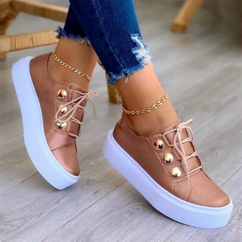 Купи Women Platform Sneakers Fashion Breathable Solid Shoes Ladies Walking Shoes Female Footwear Zapatillas Mujer Tenis Feminino за 1,050 рублей в магазине AliExpress