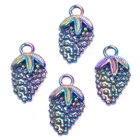 10pcs alloy grape charms pendant accessory rainbow color for jewelry making necklace earring metal bulk wholesale