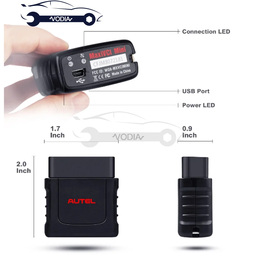 Autel MaxiVCI Мини Bluetooth диагностический интерфейс адаптер для MaxiCheck DS808BT DS808TSMX808TS MaxiTPMS TS608 maxides