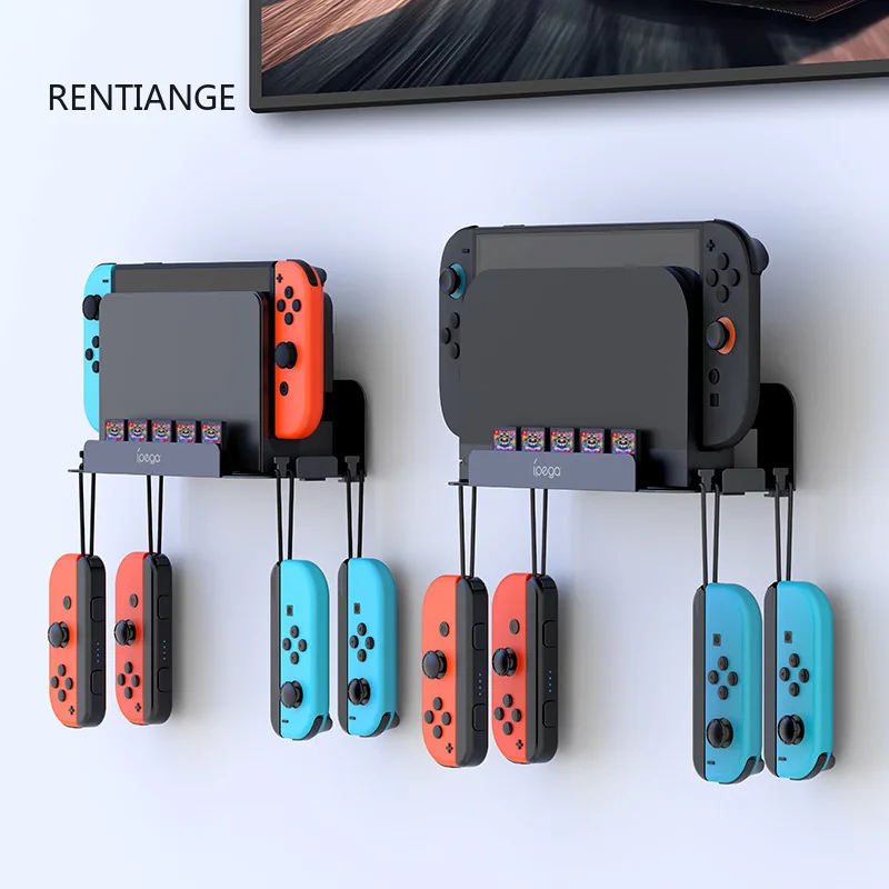 Фото Металлический настенный кронштейн для Switch 2 с крючком для контроллера, держатель-подставка для консоли, органайзер для хранения аксессуаров Nintendo Switch 2 №1