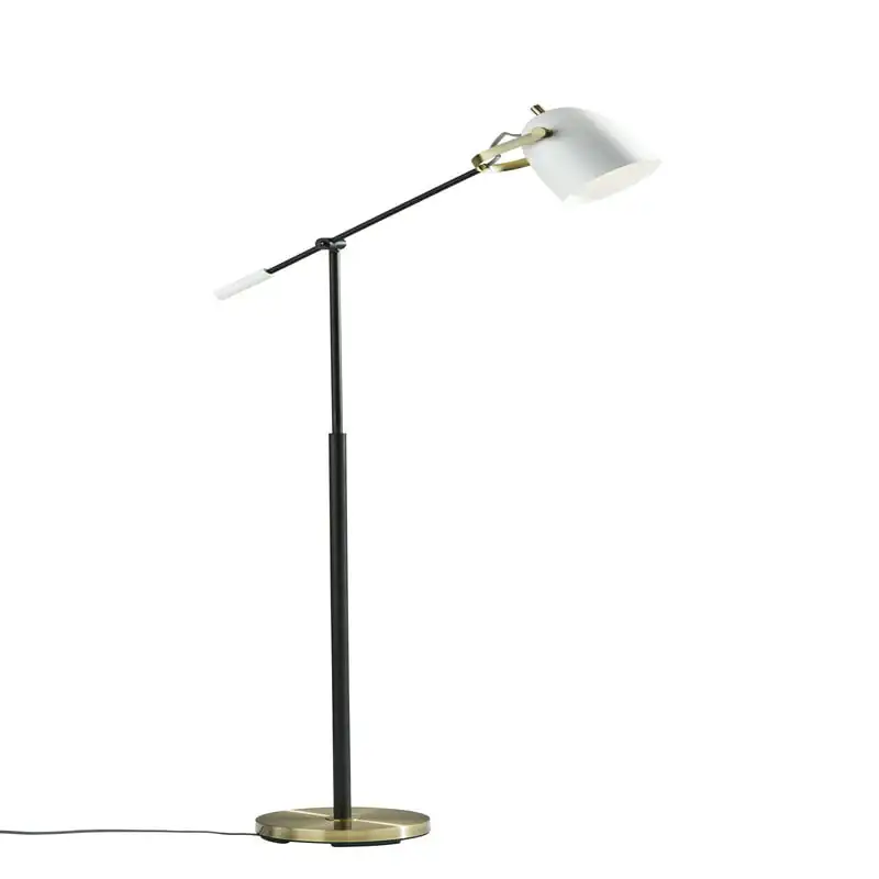 

Casey Floor Lamp, Black, White and Antique Brass