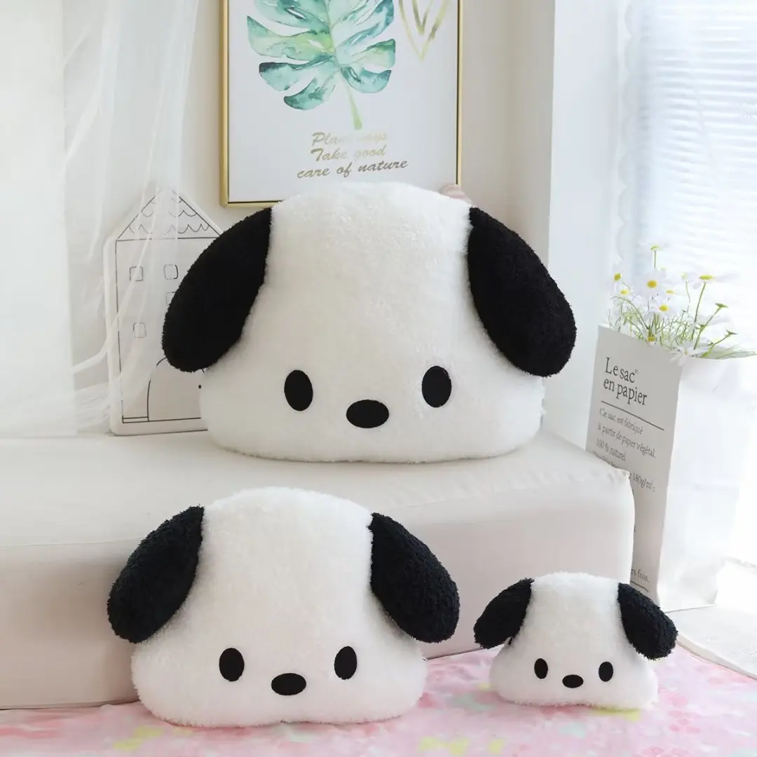 TAKARA TOMY Cute Pochacco Plush Toy Stuffed Anime Lovely White Dog Plushies Kawaii Throw Pillow Back Cushion Headrest For Car