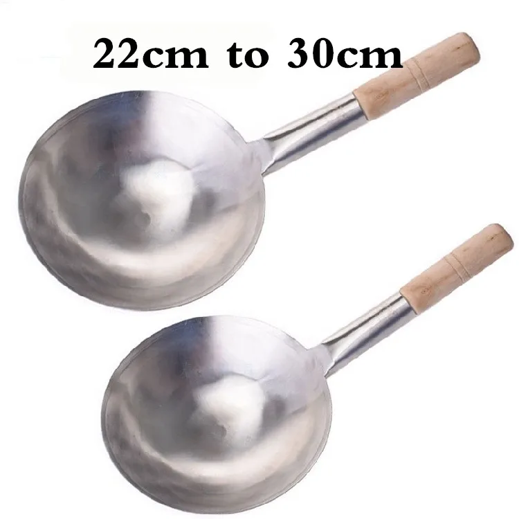 

Thick Stainless Steel Mesh Strainer Colander wok wooden Handle Cookware Oil Flour Sifter Colander Kitchen Cooking steamer wok