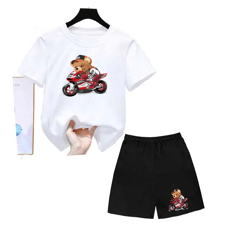 

Locomotive Bear Print T-shirt for Boys and Girls，2022 Latest Summer Short Sleeve Round Neck Children's Clothes，Skin Friendly