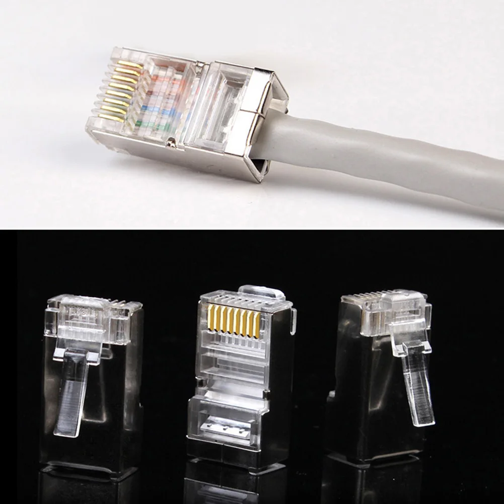 

Jillway Cat6 RJ45 connector 8P8C modular crystal head network cable plug gold-plated Category 6 network 1000M connector