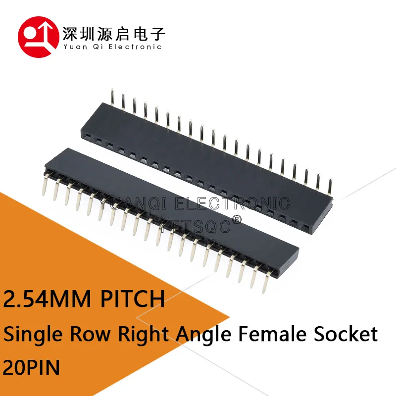 20 шт., однорядные штырьковые разъемы 1x20, 20 P, 2,54 мм
