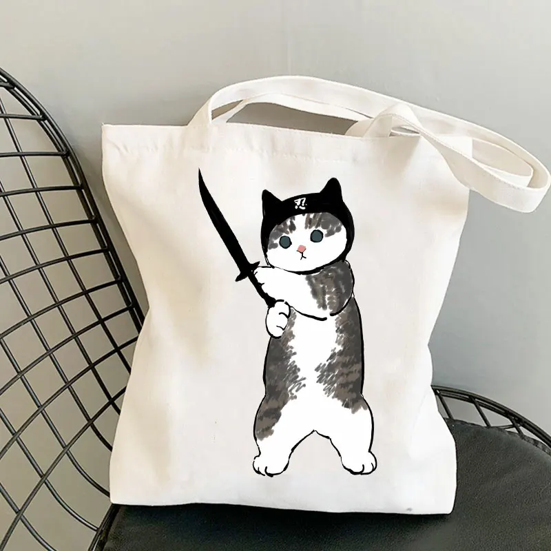 

Сумка-тоут, сумки для покупок, вместительная пляжная сумка с милыми кошками, Мультяшные сумки для покупок манги, холщовые сумки на плечо