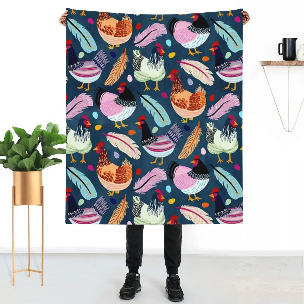 

Colorful Chicken Blanket Farm Animal Print Fleeze Thick Throw Blanket Warm Winter For Bed Blankets