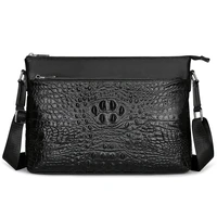 mens genuine leather shoulder bag crocodile pattern crossbody bag male business laptop case handbag men