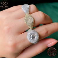 wuiha hip hop rock 925 sterling silver round vvs1 synthetic moissanite full diamond ring for women gift wholesale drop shipping