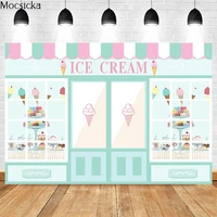 mocsicka ice cream shop background photography kids birthday party decoration afternoon tea donuts photo backdrop studio