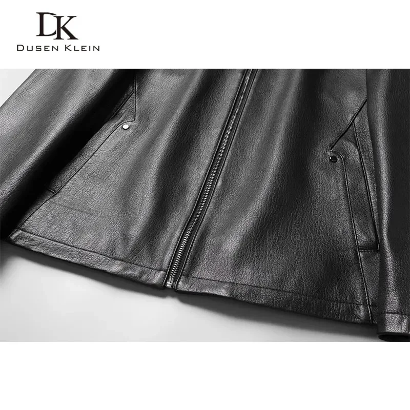 Мужская короткая куртка из натуральной козьей кожи с карманами