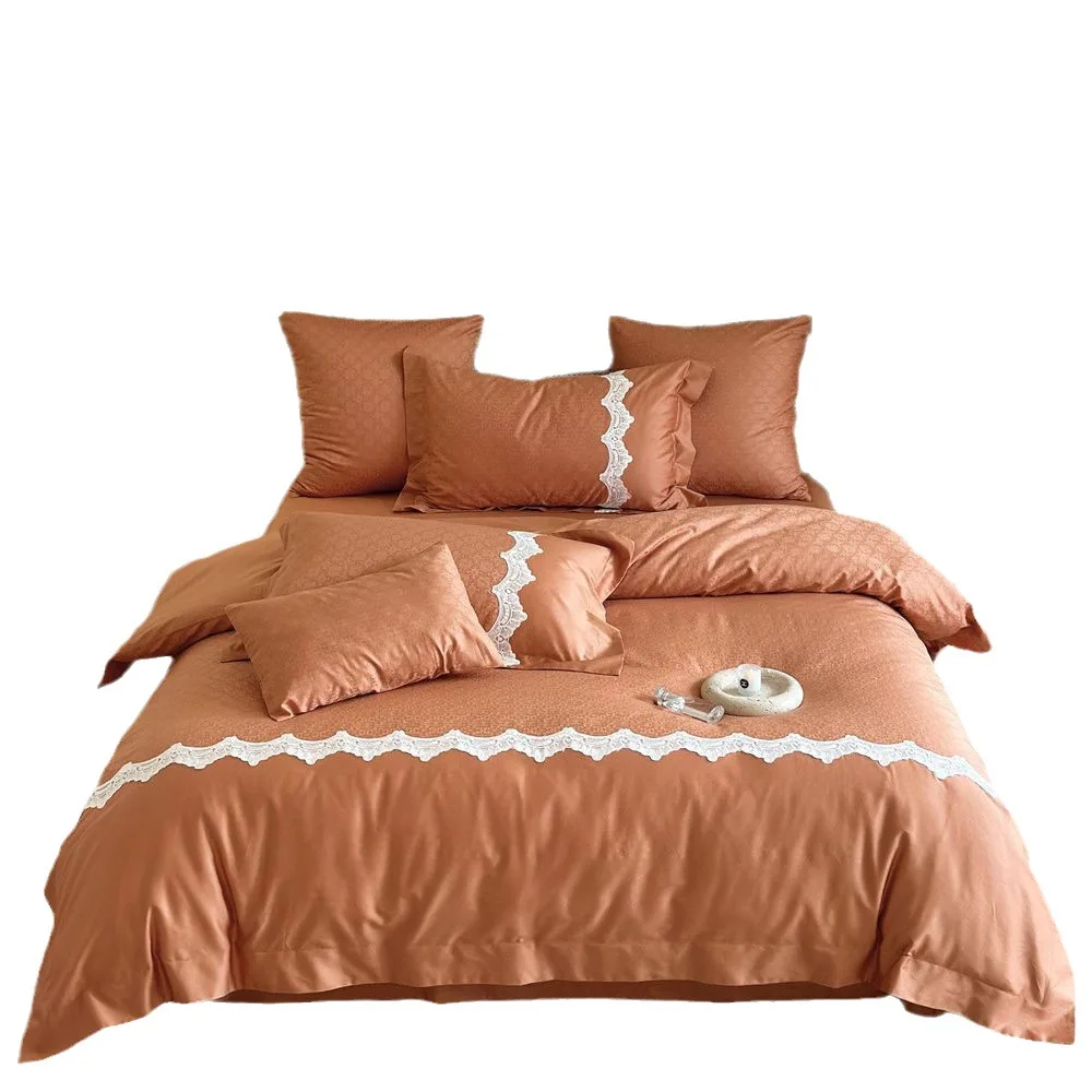 

140 Long-Staple Cotton Four-Piece Jacquard Beddings High-End Lace Cotton Quilt Cover 1.8 M Princess Style Bedding