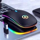 Ультра-тонкий светодиодный разноцветными огоньками Перезаряжаемые мышь мини Беспроводной Mute USB оптическая эргономичная игровая мышь для ноутбука компьютерная мышь
