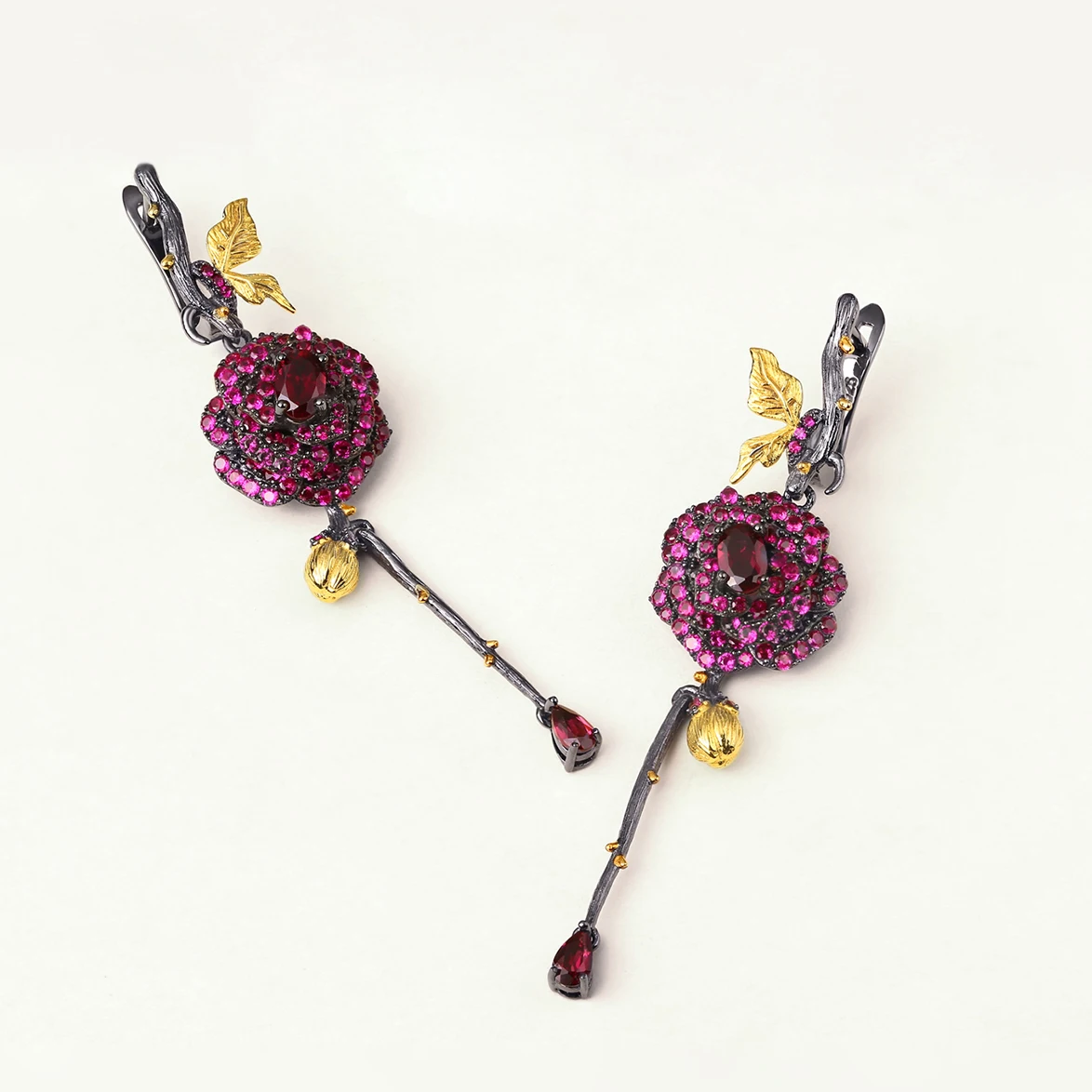 

GEM'S BALLET Pink Gothic Rose Stud Earrings Real 925 Sterling Silver Handmade Design Jewelry Earrings For Women Anniversary Gift