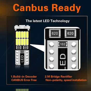 7x Canbus W5W T10 Led 194 Car Light Signal Bulb Interior Lighting 26 Smd Auto DRL Lamp Reading Wedge Door Clearance Light White 3