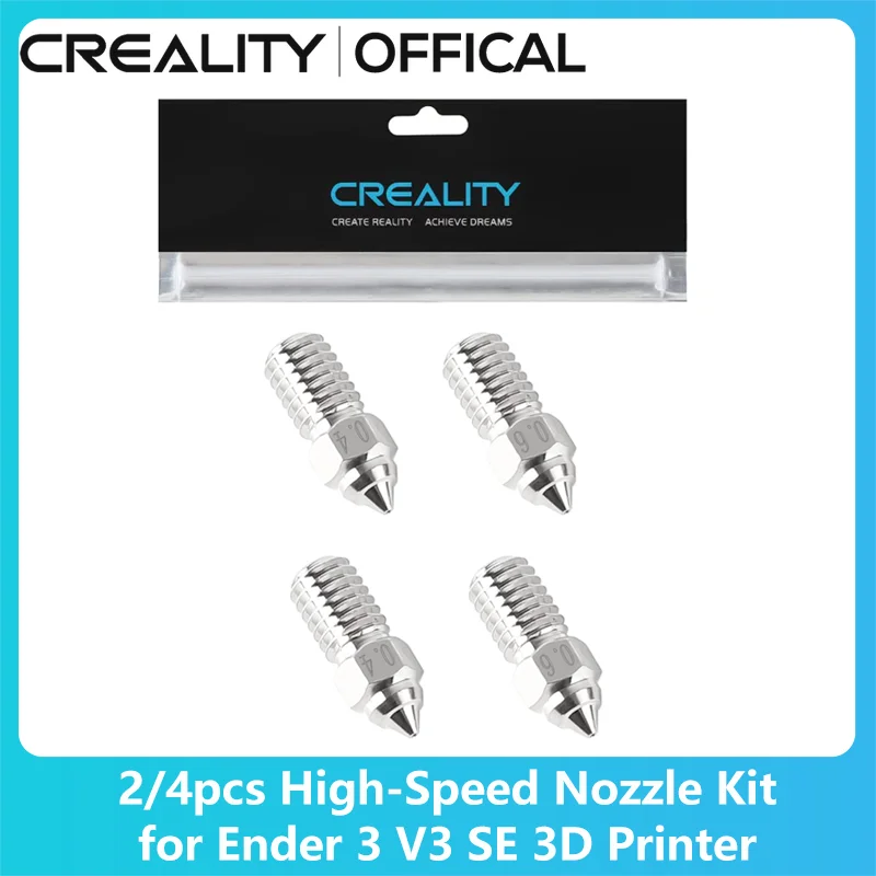 

Creality Official Ender 3 V3 SE Nozzles Kit 2/4pcs High-Speed Nozzle for Ender 5 S1/7/Spider 1.0 Hotend/Ender-3 V3 SE 3D Printer