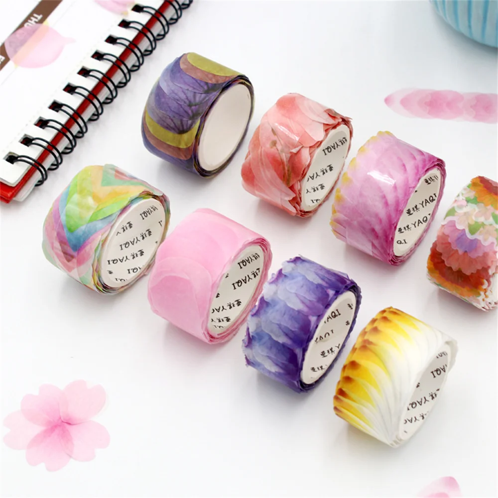 

200PCS/Roll Flowers Washi Tapes Decorative Masking Tape Tearable Hand Account DIY Decorative Stickers Adhesive Tape Sticky Paper