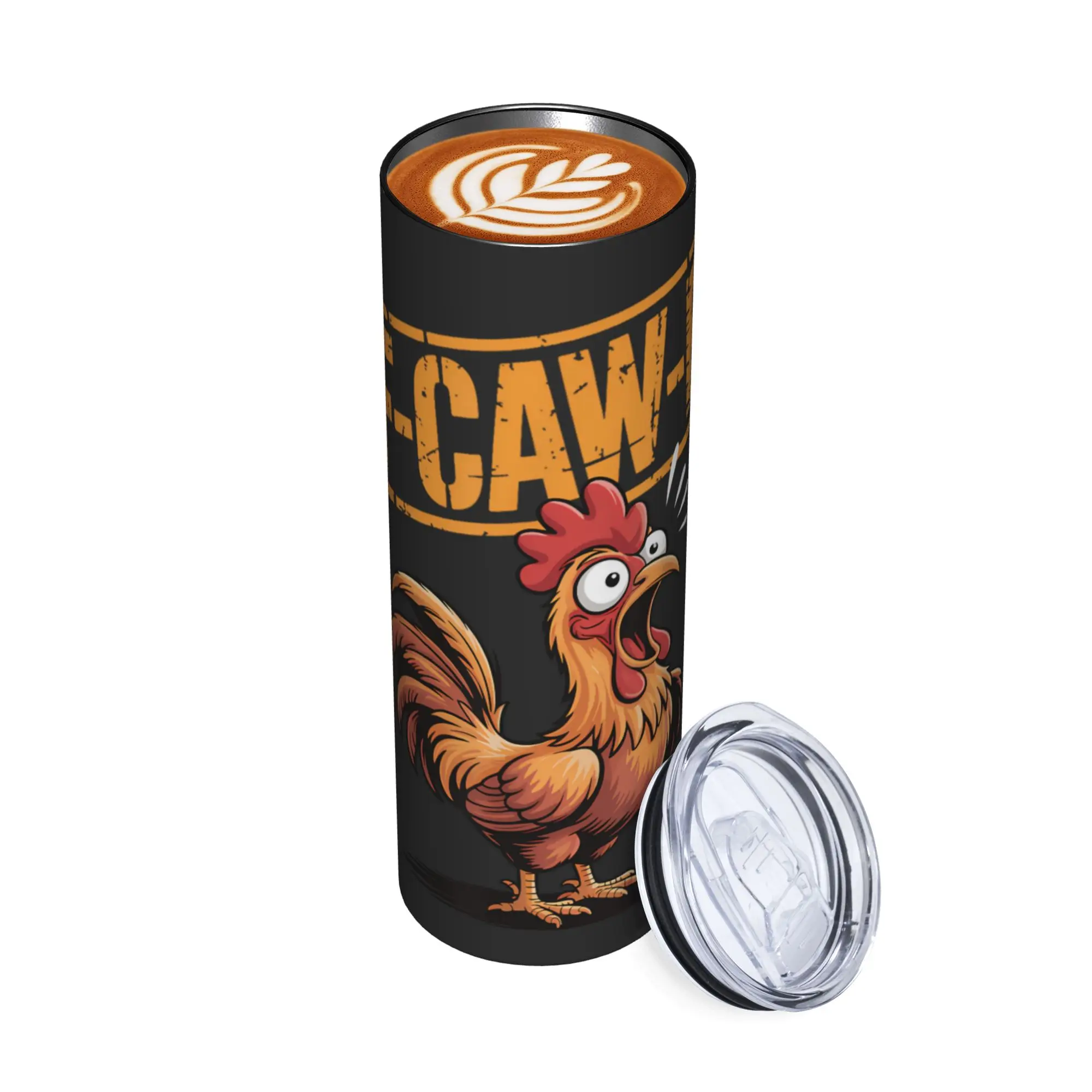Фото Забавная кружка F-Caw-F Chicken FCAWF с двойными стенками, вакуумной изоляцией, крышкой, соломинкой, защитой от проливания, для путешествий, 20 унций №2
