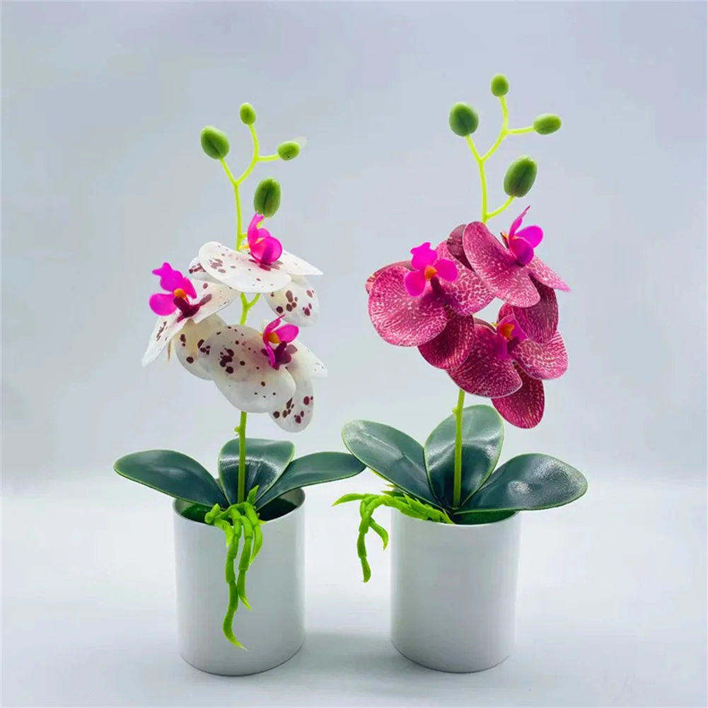 

Artificial White Butterfly Orchid Flowers Plants Potted Bonsai Ornament Fake Flower For Home Garden Decoration Wedding Party