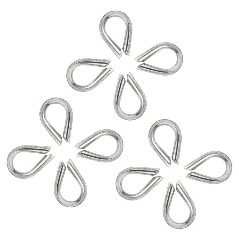 

12 X Stainless Steel - 3Mm Wire Rope Loop Rope Thimbles