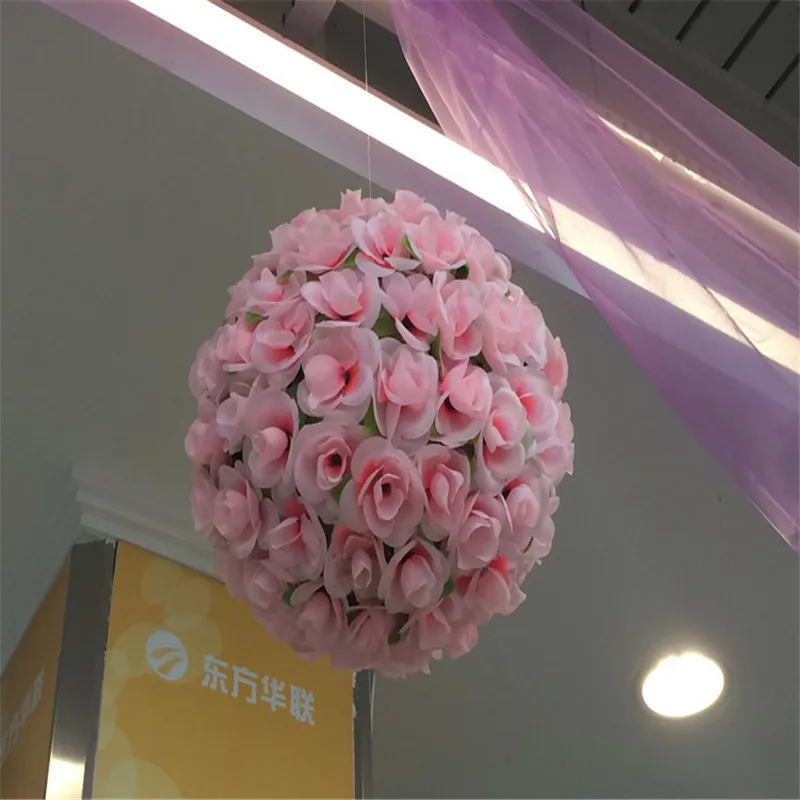 

12inch 30cm Elegant Artificial Silk Roses Flowers Kissing Ball 10 Colors For Wedding Christmas Ornaments Party Decoration