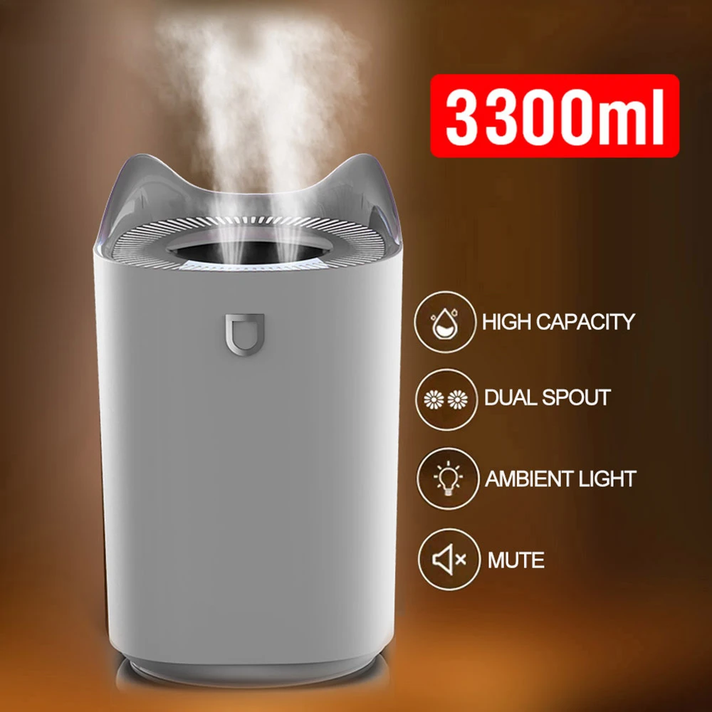 

Oil Essential with 3L Nozzle Diffuser Air Coloful Double Humidifiers Light Humidifier Ultrasonic Aromatherapy Aroma LED Diffuser