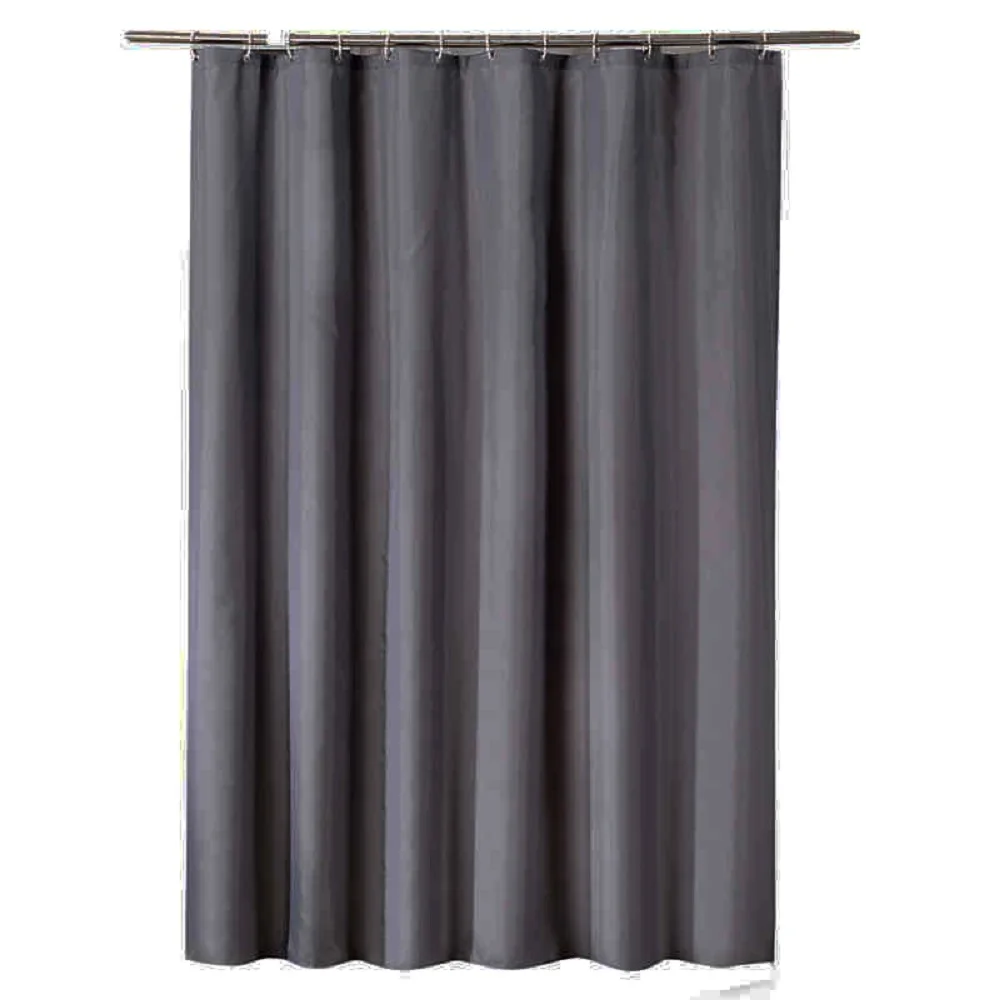 Solid Color Waterproof Shower Curtain Set with 12 Hooks Gray Bathroom Curtains Polyester Fabric Bath Mildew Proof for Home Decor