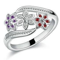 925 silver high quality for women lady wedding inlaid stone crystal flower ring fashion women jewelry