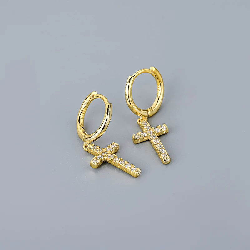 Женские Серьги-кольца Серебристого Цвета С Крестом Звездой Луной И Кубическим