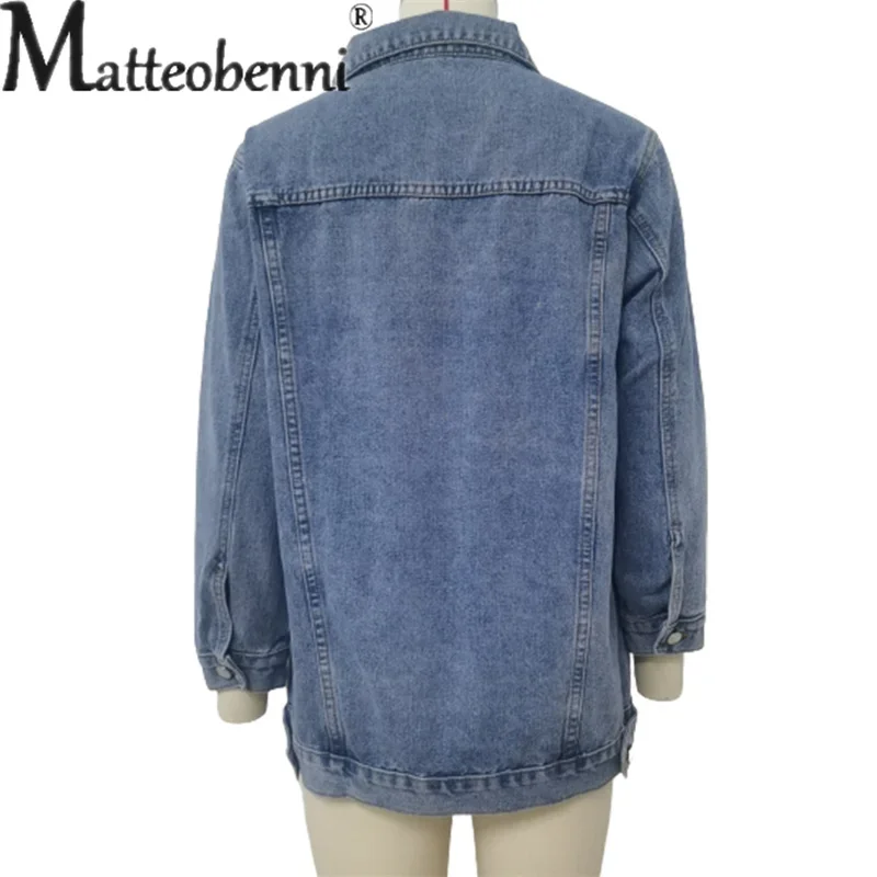Винтажная джинсовая куртка для женщин Осень-зима свободный однобортный Кардиган