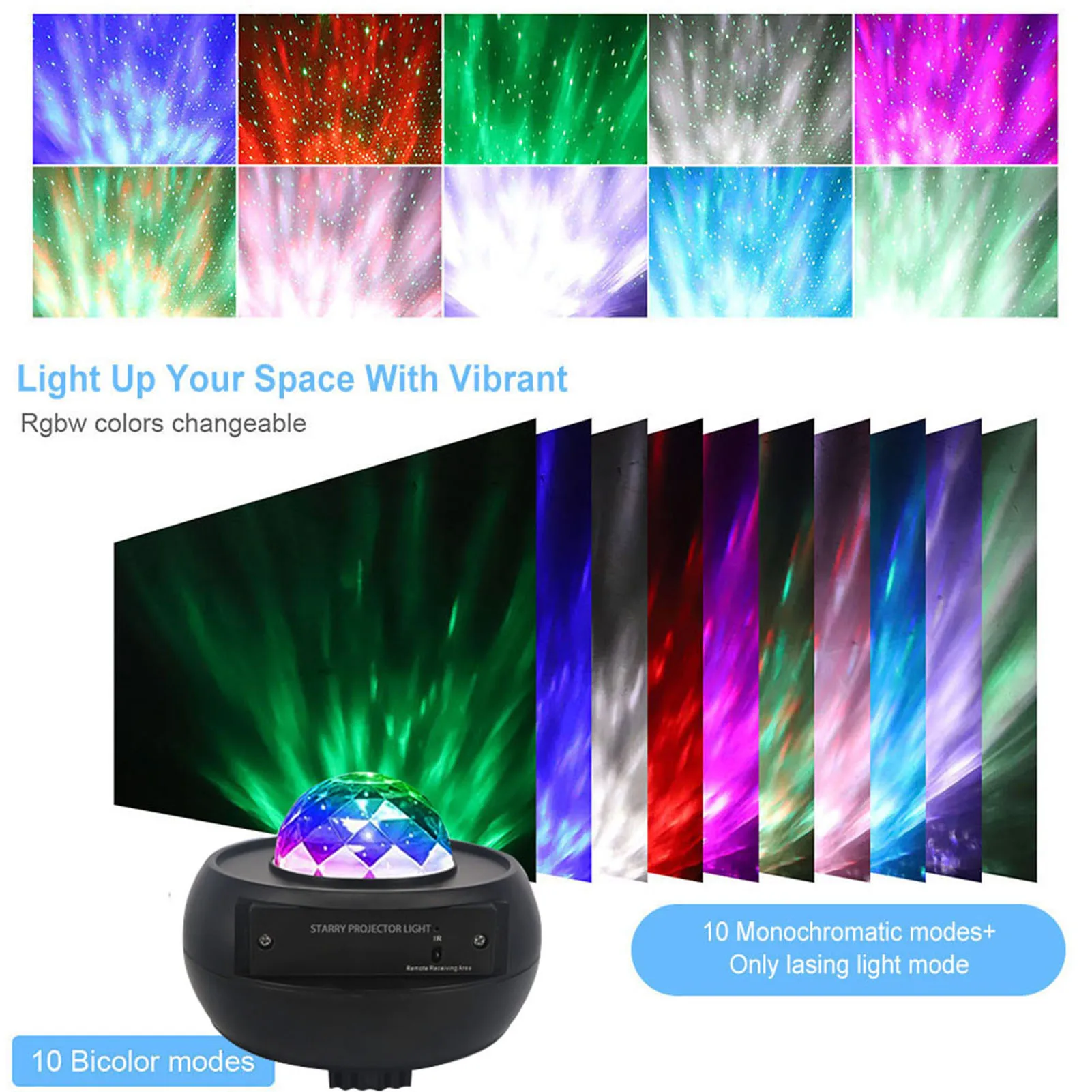 

LED Galaxy Projector Ocean Wave LED Night Light Music Player Remote Star Rotating Night Light Luminaria For kid Bedroom Lamp