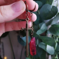 boho goth sword quartz witchy crystal drop dangle earrings for women new fashion charm jewelry wholesale