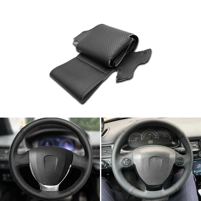 

Чехол на руль для Lada Granta 2018 2019 Priora 2 2013-2018 Kalina 2, черные перфорированные внутренние аксессуары из микрофибры