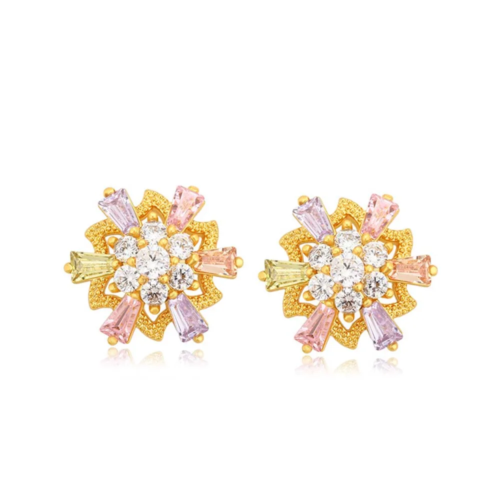 

Temperament Micro Encrusted Zirconium Snowflake Stud Earrings Ladies Fashion Elegant Jewelry