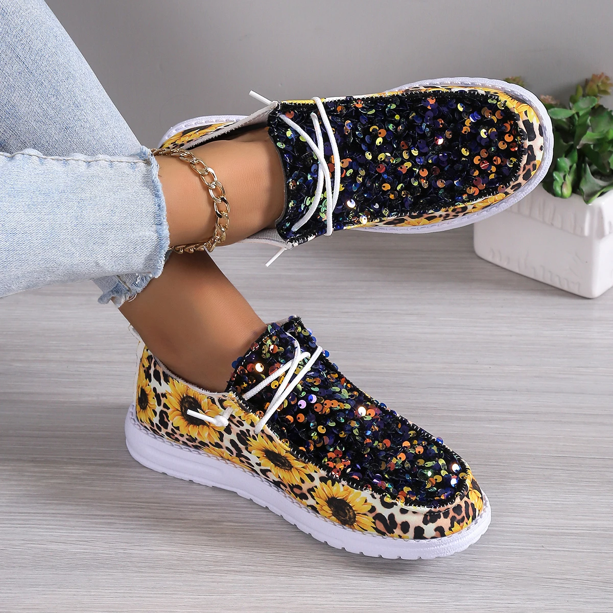 Женские Повседневные Парусиновые Лоферы На Плоском Каблуке Удобная Уличная