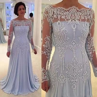 2022 plus size mother of the bride dresses a line long sleeves chiffon lace applique long custom made mother dresses for wedding