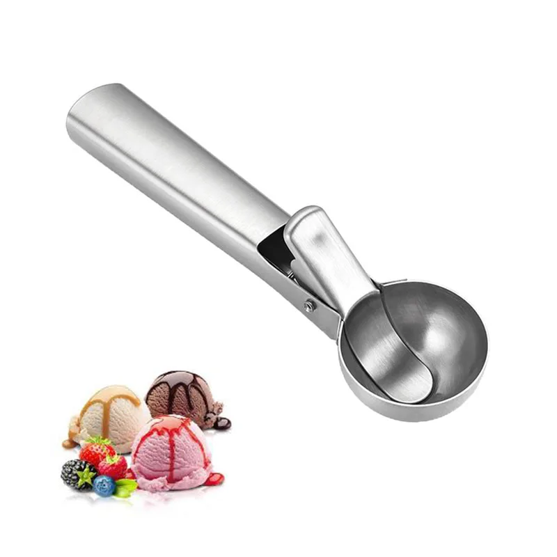 

Ice Cream Scoop with Grip Handle,Stainless Steel Cookie Scoop with Trigger Non-Slip Grip,Ice Cream Spade with Handle