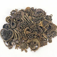 50g mixed beads charms heart pattern metal bead for diy pendants craft bronze silver charms for jewelry making