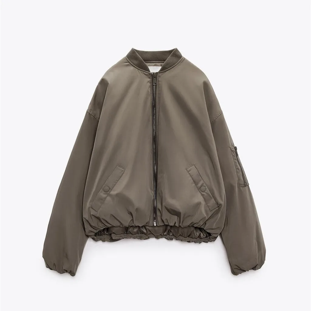 

ETJ2023 autumn and winter new women's pilot jacket boyfriend wind loose version stand collar cotton-padded coat