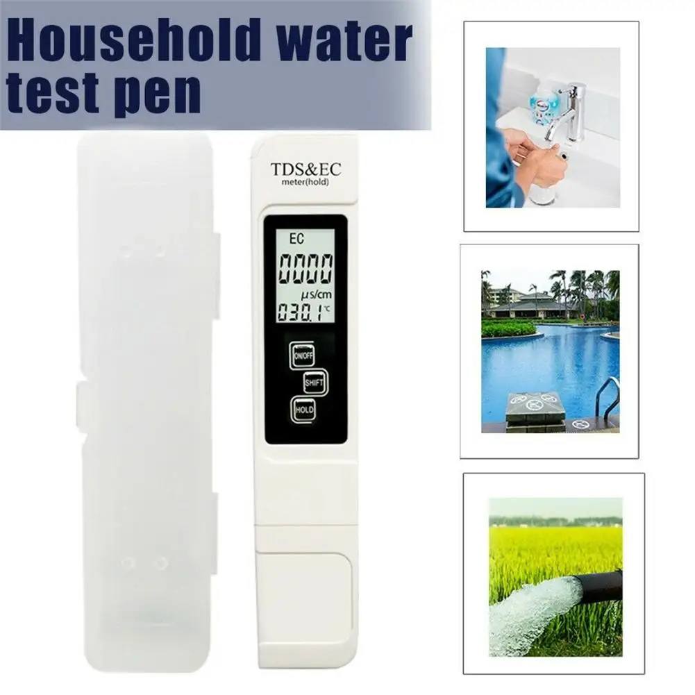

Цифровой тестер качества воды TDS EC диапазон 0-9990 Многофункциональный измеритель температуры для воды тестер чистоты PPM для питьевого бассей...