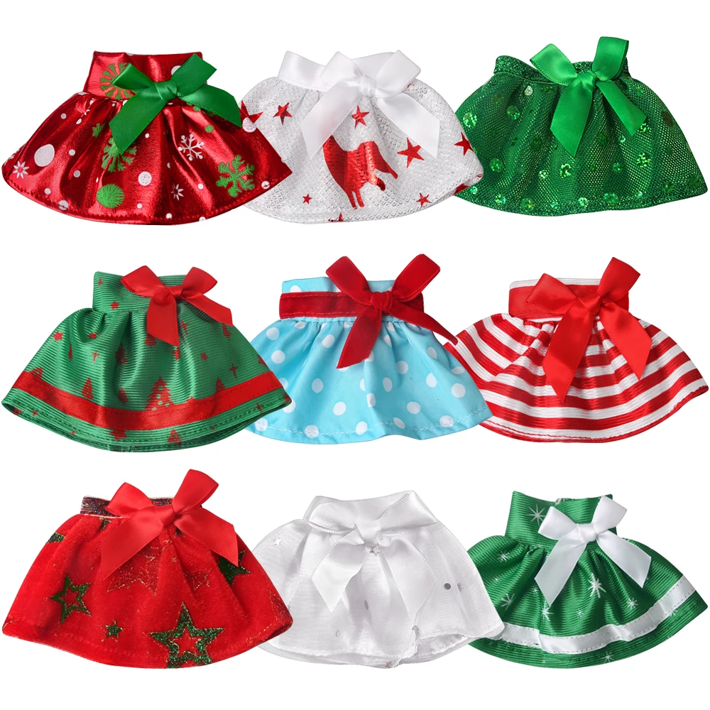 

One Piece Kawaii Christmas Elf Bow Multi Style Red Green White Dress Kids Gift Toy Barbies Lalafanfan Accessories(No Doll)