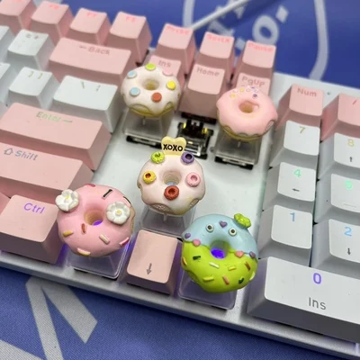 Cute Doughnut Transparent Keycap Cross Axis Game Mechanical Keyboard R4 Personality Supplement