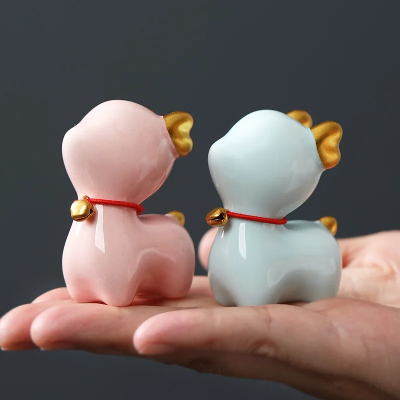 

Creative Cute Fawn Ceramic Ornaments Animal Landscape Gardening Accessories Tea Pet Tea Play Disk View Indoor Tabletop Ornaments