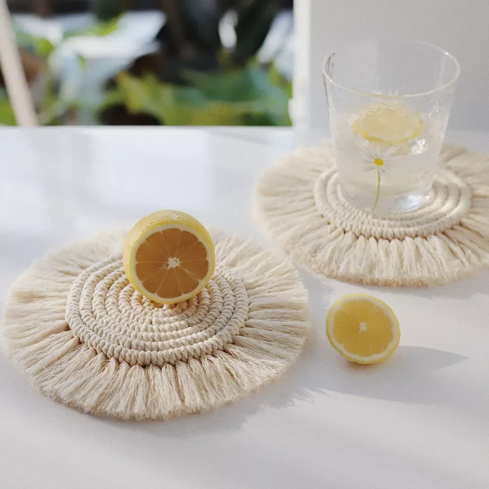 

2022 Braid Coaster Handmade Macrame Cup Cushion Bohemia Style Non-slip Cup Mat