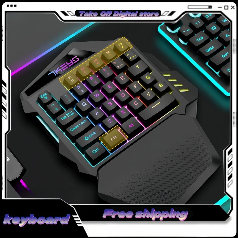 Single Handed Gaming Keyboard 2.4g Wireless Luminescence Left-Handed Small Abs Material 460g Tablet Laptop Office Games