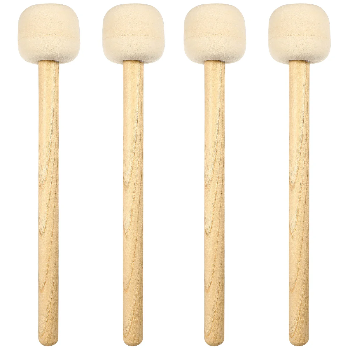 

4 Pcs Wool Felt Drumstick Instrument Accessories Head Mallets Sticks 5a Drumsticks Wooden Bass Pedal