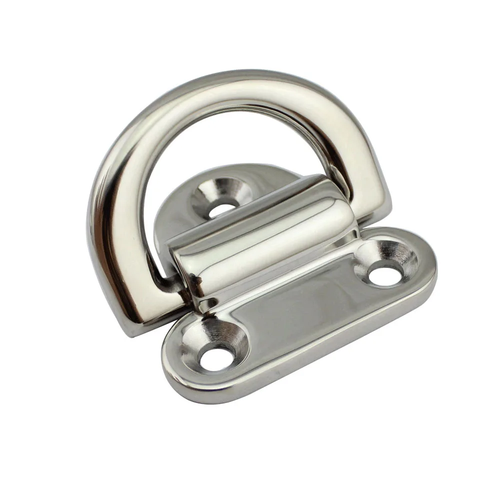 

316 Stainless Steel Folding D Ring Tie Down Pad Eye Lashing Point Anchor Fixing Cleat Plate For Marine Yacht Boat RV