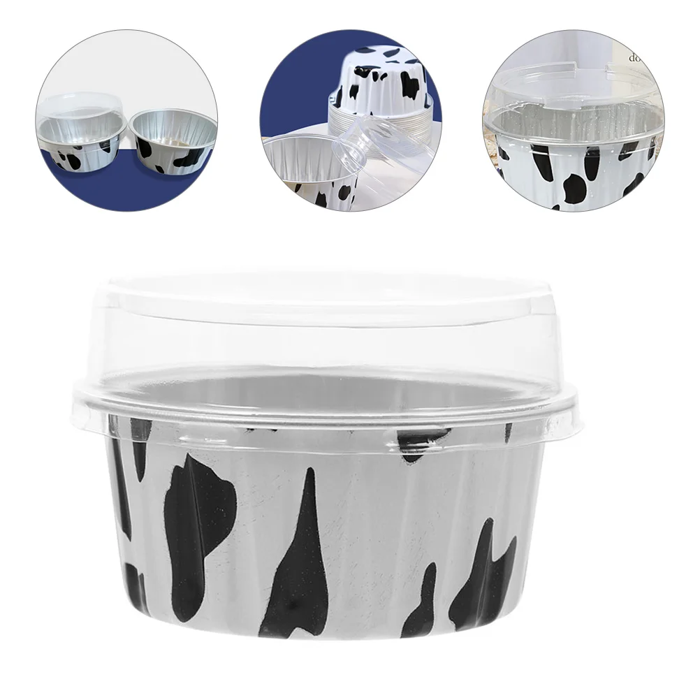 

25pcs Party Dessert Cups Aluminum Foil Baking Cups Muffin Liners Cups with Lids